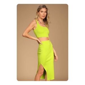 ★ NWT Lulu’s Set For Life Ribbed Bodycon Skirt - Lime Green ★
